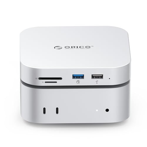 ORICO Mac Mini M4 2TB Storage & Docking Station, SSD esterno 5Gbps (460MB/s), USB A* 4, USB-C, SD/TF 3.0, Audio 3.5mm, Cavo * 2 - M4SE
