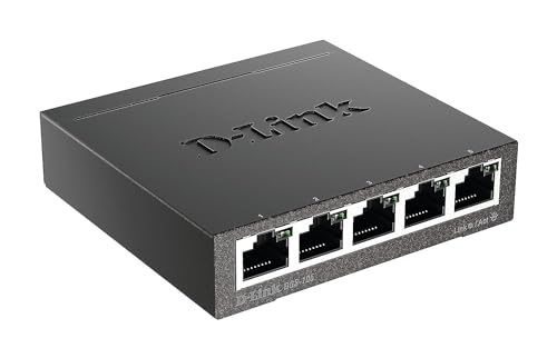 D-Link DGS-105 Switch 5 Porte Gigabit, Struttura in Metallo, Nero