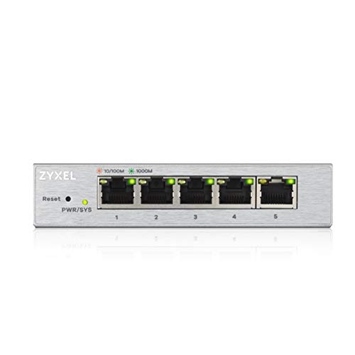 Zyxel 5-Port Gigabit Web Managed Switch, Porte Ethernet, Senza Ventole, garanzia limitata a vita [GS1200-5]