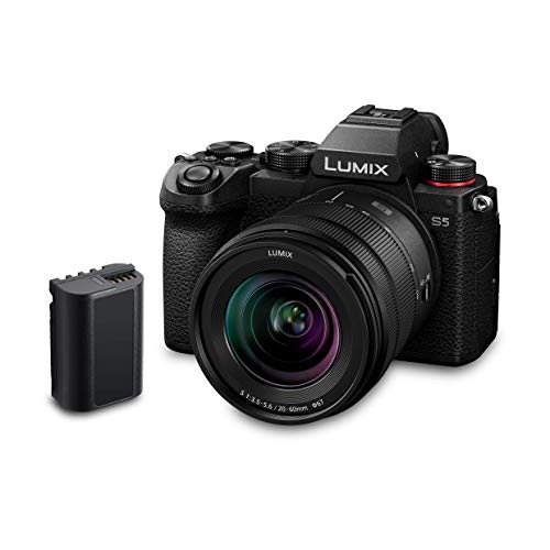 Panasonic Lumix Pack DC-S5AMKB Full Frame Mirrorless Macchina Fotografica, Sensore CMOS, 24.2MP ISO Dual Native, Obiettivo Lumix 20-60 mm, Batteria BLK22, Nero