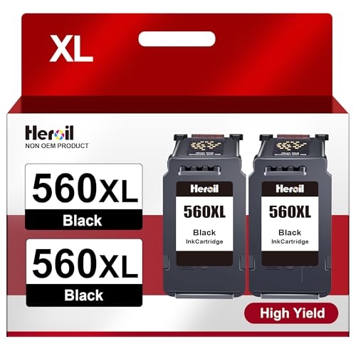 Heroil PG-560 PG-560XL Nero Cartucce d'inchiostro Sostituzione per Canon 560 XL PG560 PG-560 PG560XL per Pixma TS5350 TS5351 TS5352 TS 5350 TS 5351 TS 5352 TS7450 TS7451 (560XL Nero)