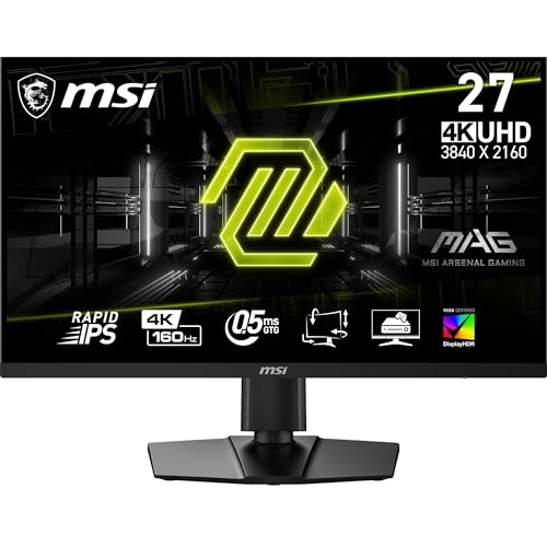 MSI MAG 274UPF E2 Monitor Gaming 27" 4K UHD - Rapid IPS (3840 x 2160), 160Hz / 0,5 ms (GtG), Frameless, Certificazione VESA DisplayHDR 400 - DP, HDMI, USB Type-C