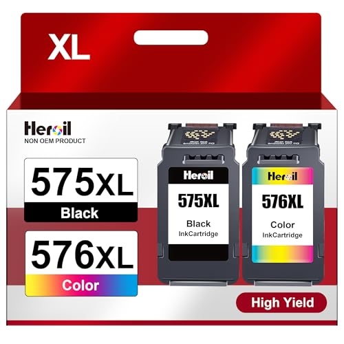 Heroil PG-575 CL-576 XL PG-575XL CL-576XL Cartucce d'inchiostro Sostituzione per Canon 575 576 XL Cartucce PG575 CL576 per PIXMA TS3550i TS3551i TS3750i TR4750i TR4751i (Nero Colore,2-Pack)