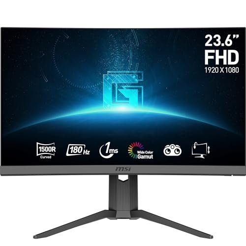 MSI G24C6P E2 Monitor Gaming 23,6" FHD - Pannello VA Rapid (1920 x 1080), 180Hz / 1ms - curvatura 1500R, Adaptive Sync, Anti-sfrarfallio, riduzione luce blu - DP 1.2a, HDMI 2.0b CEC