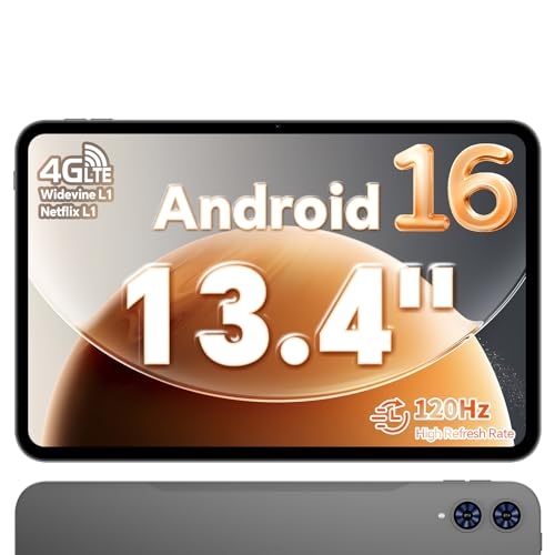 TECLAST T65 Tablet 13.4 Pollici 120Hz Display Tablet Android 16, Doppio SIM 4G LTE+5G WiFi, 2.2GHz Octa-Core, 20GB RAM+128GB ROM(TF 4TB) Widevine L1/13MP/BT5/GPS