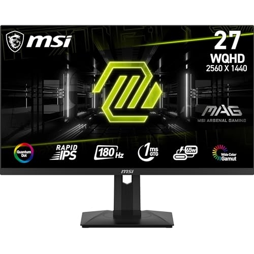 MSI MAG 274QRF QD E2 Monitor Gaming da 27" WQHD - Pannello Rapid IPS Quantum Dot (2560 x 1440), 180 Hz / 1ms, Gamut di Colori 120% sRGB, DisplayHDR 400, Vesa 75x75 mm- DP 1.4a, HDMI 2.0b