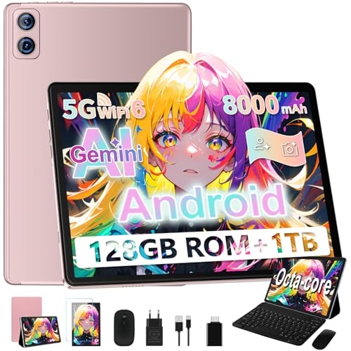 Dghrti 2025 Newest Tablet 10 pollici Android 14, 22GB RAM+128GB ROM/TF 1TB, 8-core 2.0GHz, 8000mAh, Corpo in Metallo, WiFi 5G/2.4G, BT5.0, 8+5MP, Widevine L1, Con Tastiera e Mouse, Oro